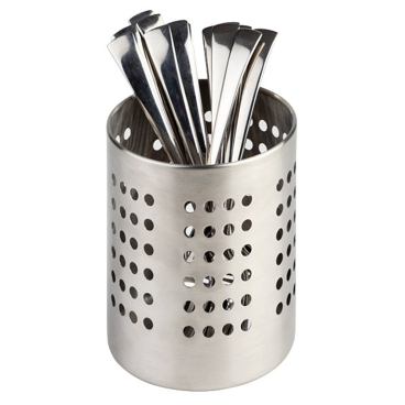 Besteckbehälter, Edelstahl matt poliert Ø 12 cm, Höhe 13,5 cm - Bild-Darstellung des Produktes 1