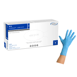 Maimed GmbH MaiMed® nitril ST PF Einmalhandschuhe, Nitril, blau, puderfrei, 1 Karton = 10 Packungen à 50 Stück, Größe M 74243
