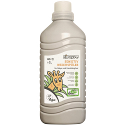 Weco GmbH Giraffe Sensitiv Weichspüler, Farb- und duftstofffreie Wäschepflege, 1 Liter - Flasche, ca. 40 Waschladungen 60089