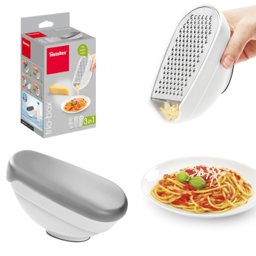 Metaltex Trio-Box Reibe mit Behälter und Deckel 1 Stück - Bild-Darstellung des Produktes 1