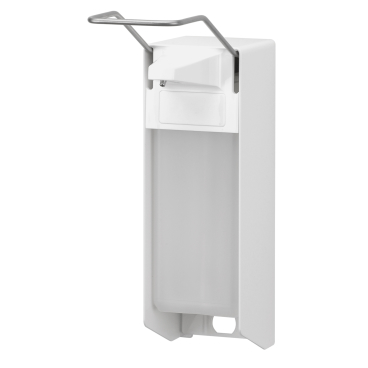 ingo-man® classic Seifen-/Desinfektionsmittelspender Langer Bedienhebel, Aluminium, pulverbeschichtet, weiß, T 26 P/25 - Bild-Darstellung des Produktes 1