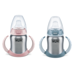 NUK First Choice Trinklernflasche, Edelstahl, Babyfläschchen für Kinder von 6-18 Monaten, Fassungvermögen: 125 ml, farbig sortiert 10.255.247