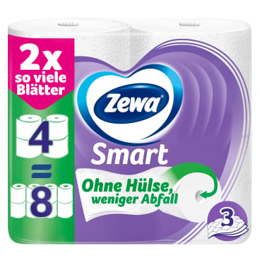ZEWA Toilettenpapier Zewa Smart, 3-lagiges Toilettenpapier ohne Hülse