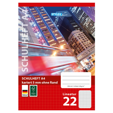 STYLEX® Schulheft, A4 1 Packung = 25 Stück, Lineatur 22 - Bild-Darstellung des Produktes 1