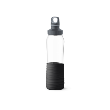 EMSA Drink2Go Trinkflasche Glas, 0,7 Liter 1 Trinkflasche, Farbe: Schwarz - Bild-Darstellung des Produktes 1