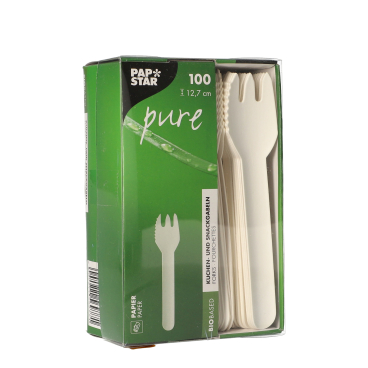 Papstar Pure Kuchen- und Snackgabeln, 12,7 cm 1 Packung = 100 Stück - Bild-Darstellung des Produktes 1