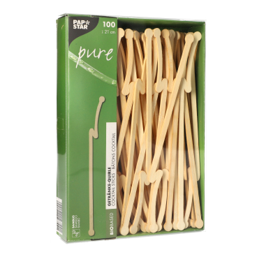 Papstar Pure Bambus Getränke-Quirle, Flash, 21 cm 1 Packung = 100 Stück - Bild-Darstellung des Produktes 1