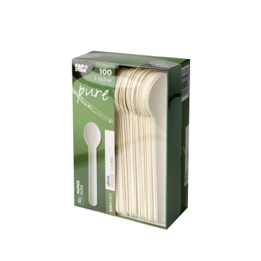 Papstar Pure Papier Löffel, 15,5 cm, weiß 1 Karton = 10 Packungen à 100 Stück - Bild-Darstellung des Produktes 1