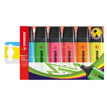 STABILO® Boss Original Textmarker 1 Etui = 6 Stück, farbig sortiert - Bild-Darstellung des Produktes 1