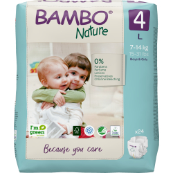 Abena Re-Seller GmbH Bambo® Windeln Nature, Atmungsaktive Windel die sich jedem Bewegungsdrang anpasst, Größe 4, 7 - 14 kg, 1 Packung = 24 Windeln 1000019254