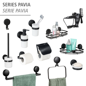 WENKO Toilettenpapierhalter Pavia Static-Loc® Plus, schwarz Maße 