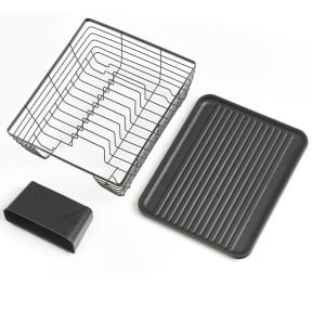 Zeller Abtropfgestell für Geschirr, Metall, schwarz, 3-teilig – Maße (L x B x H): ca. 37 x 30,5 x 14,5 cm