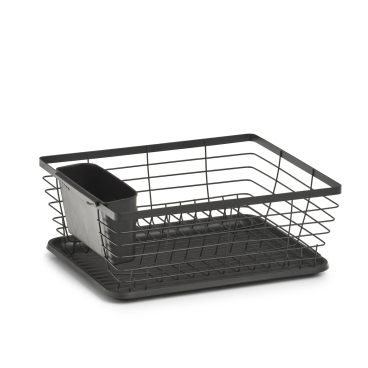 Zeller Abtropfgestell für Geschirr, Metall, schwarz, 3-teilig – Maße (L x B x H): ca. 37 x 30,5 x 14,5 cm