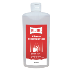 Ballistol GmbH Ballistol Händedesinfektion, gemäß VAH-Methoden, Hochwirksames und alkoholisches Antiseptikum, 0,5 Liter - Flasche 29111