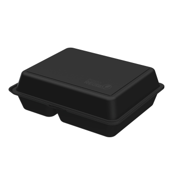 Lunchbox To Go, Mehrweg Menübox 2-geteilt, large 1 Stück, Farbe: schwarz - Bild-Darstellung des Produktes 1