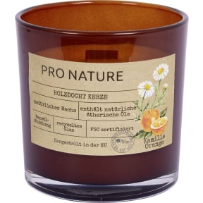 Müller Kerzen Duftglas PRO NATURE, (Ø x H): 100 x 100 mm – 1 Packung = 6 Stück, Kamille & Orange