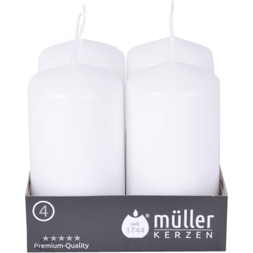 Müller Kerzen Stumpenkerze, weiß 1 Packung = 4 Stück, (Ø x H): 48 x 90 mm - Bild-Darstellung des Produktes 1