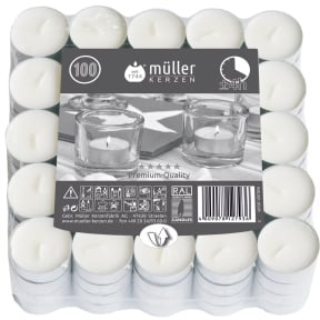 Müller Kerzen Teelichter, weiß 1 Packung = 100 Stück, (Ø x H): 39 x 15 mm kaufen