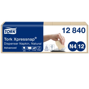 Tork Spenderserviette Xpressnap, N4 kompatibel, 33,0 x 21,3 cm 1 Karton = 9000 Servietten, natur, 1-lagig, 1/4 Falzung - Bild-Darstellung des Produktes 1