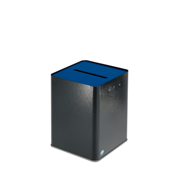 VAR Papiersammler zur DSGVO konformen Aktenvernichtung Farbe: antik-silber, Deckel blau - Bild-Darstellung des Produktes 1