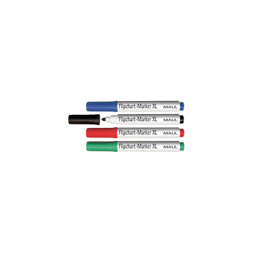 MAUL Flipchart Stifte XL, Rundspitze 2,0 - 2,5 mm 1 Packung = 4 Stück, farbig sortiert - Bild-Darstellung des Produktes 1