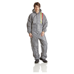 DS-SafetyWear Arbeitsschutzprodukte GmbH Mehrweg- Lackieroverall, Kapuze, grau, PSA Kategorie 1, Overall ideal für Lackierer Tätigkeiten, 1 Stück, Größe L, einzeln verpackt LO-L