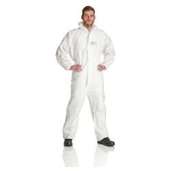 DS-SafetyWear Arbeitsschutzprodukte GmbH ProSafe® Schutzanzug MP, antistatisch, weiß, PSA Kategorie 3, Einweg-Overall mit doppelter Reißverschlussabdeckung, 1 Stück, Größe 3XL MP2-3XL