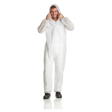 Einweg-Overall aus PP, Kapuze, weiß, 40g, PSA Kategorie 1 1 Stück, Größe M - Bild-Darstellung des Produktes 1