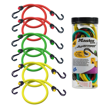 Master Lock Gummispannseil-Set Twin Wire™ 3040EURDAT, 6-teilig 1 Set = 6 Stück (2x60 cm, 2x80cm, 2x100cm) - Bild-Darstellung des Produktes 1