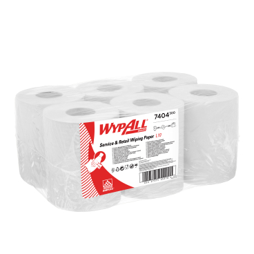 WYPALL® Reinigungstücher L10, mit Zentralentnahme, weiß 1 Paket = 6 Rollen à 390 Tücher - Bild-Darstellung des Produktes 1
