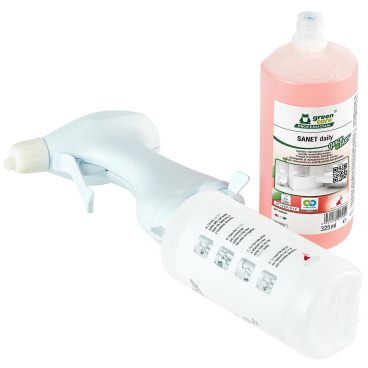 TANA green care SANET daily QUICK&EASY Sanitärreiniger 325 ml - QUICK&EASY Duoflasche mit Sprühkopf - Bild-Darstellung des Produktes 1