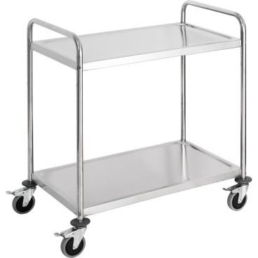 Stalgast Servierwagen Edelstahl, 150 Kg Traglast, 2 Borde 1 Stück - mit Griff, (B x H x T): 84,5 x 94 x 52,5 cm - Bild-Darstellung des Produktes 1