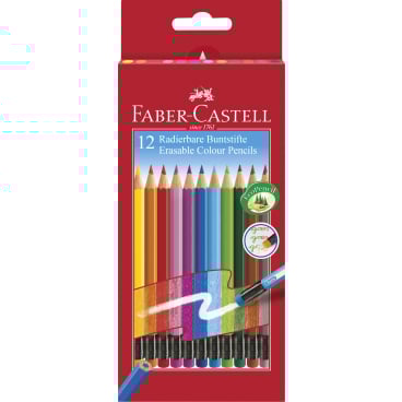 Faber-Castell Buntstifte radierbar 12er Kartonverpackung 1 Packung = 12 Stifte, farbig sortiert - Bild-Darstellung des Produktes 1