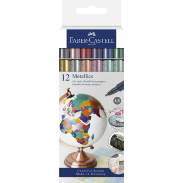 Faber-Castell Metallics Marker 1 Packung = 12 Marker, farbig sortiert - Bild-Darstellung des Produktes 1