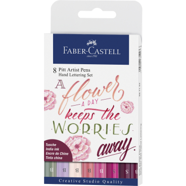 Faber-Castell Tuschestift Pitt Artist Pen Lettering, Pinktöne 1 Packung = 8 Stifte, sortiert - Bild-Darstellung des Produktes 1