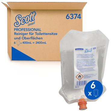 SCOTT® Toilettensitzreinger Nachfüllbeutel, 6 x 400 ml 1 Karton = 6 Beutel à 400 ml = 2.400 ml - Bild-Darstellung des Produktes 1