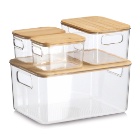 Zeller Aufbewahrungsboxen-Set, Kunststoff und Bambus 1 Set, Maße: 2x 14,5 x 10x 9 cm, 1x 20 x 14 x 10,5 cm, 1x 31 x 22 kaufen
