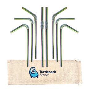 Turtleneck® Straw Edelstahl Strohhalm flexibel bunt, Set