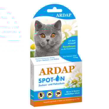ARDAP Spot-On Zecken- und Flohabwehr für Katzen 1 Set = 3 x 0,8 ml, über 4 kg - Bild-Darstellung des Produktes 1