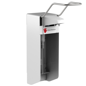 DesinfektionsmittelspenderUNI-PRO 05K LW, Kunststoffpumpe Aluminium-Gehäuse, weiß beschichtet, 500 ml, langer Hebel - Bild-Darstellung des Produktes 1