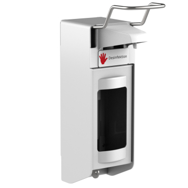 Desinfektionsmittelspender UNI-PRO 05K WV, Kunststoffpumpe Aluminium-Gehäuse, weiß beschichtet, 500 ml, kurzer Hebel - Bild-Darstellung des Produktes 1