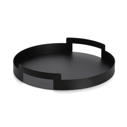 Zeller Present Handels GmbH Zeller Serviertablett, Metall, schwarz, Modernes Tablett zum Servieren und Dekorieren, Maße: Ø 33 x 5,5 cm 27460