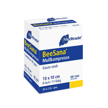 Meditrade BeeSana® Mullkompressen 10x10 cm, EN 14079, steril 1 Packung = 25 Stück - Bild-Darstellung des Produktes 1