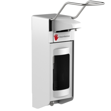 Desinfektionsspender UNI-PRO 05 LWV, Edelstahlpumpe, 500 ml Aluminium-Gehäuse, weiß beschichtet - Bild-Darstellung des Produktes 1