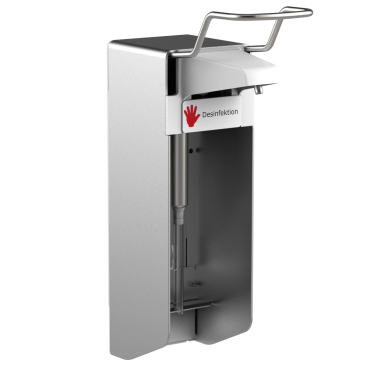 Desinfektionsspender UNI-PRO 05, Edelstahlpumpe, 500 ml Aluminium-Gehäuse, mattsilber eloxiert, kurzer Hebel - Bild-Darstellung des Produktes 1