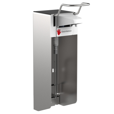 Desinfektionsmittelspender UNI-PRO 10K EE, Kunststoffpumpe Edelstahl-Gehäuse + Edelstahlwandhalter, 1000 ml, kurzer Hebel - Bild-Darstellung des Produktes 1