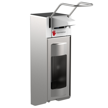 Desinfektionsmittelspender UNI-PRO 10K LEVE, Kunststoffpumpe Edelstahl-Gehäuse + Edelstahlwandhalter, 1000 ml, langer Hebel - Bild-Darstellung des Produktes 1