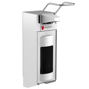 Desinfektionsmittelspender UNI-PRO 10K LWV, Kunststoffpumpe Aluminium-Gehäuse, weiß beschichtet, 1000 ml, langer Hebel - Bild-Darstellung des Produktes 1