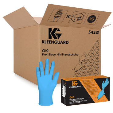 KleenGuard® G10 Flex™ taktile Nitrilhandschuhe, blau, puderfrei 1 Karton = 10 Packungen à 100 = 1000 Stück, Größe M - Bild-Darstellung des Produktes 1