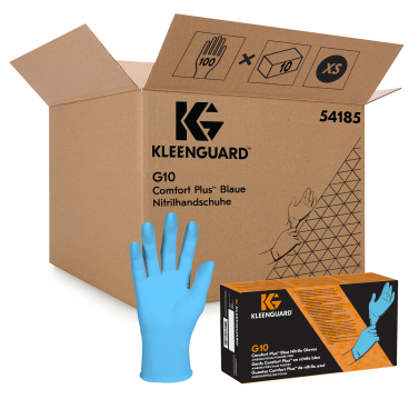 KleenGuard® G10 Comfort Plus™ Nitrilhandschuhe, blau, puderfrei 1 Karton = 10 Packungen à 90 = 900 Stück, Größe XL - Bild-Darstellung des Produktes 1
